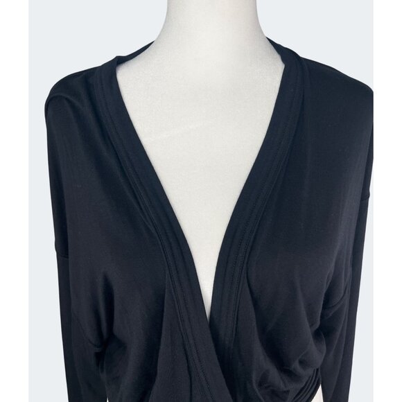 Free People Black Wrap Top With Tie Waist & Bell Sleeves Womens Size XS - Picture 6 of 12